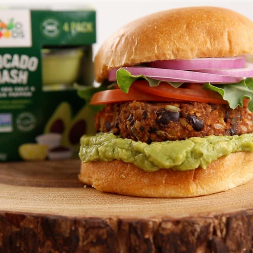 Black Bean Burger with Avocado Mash