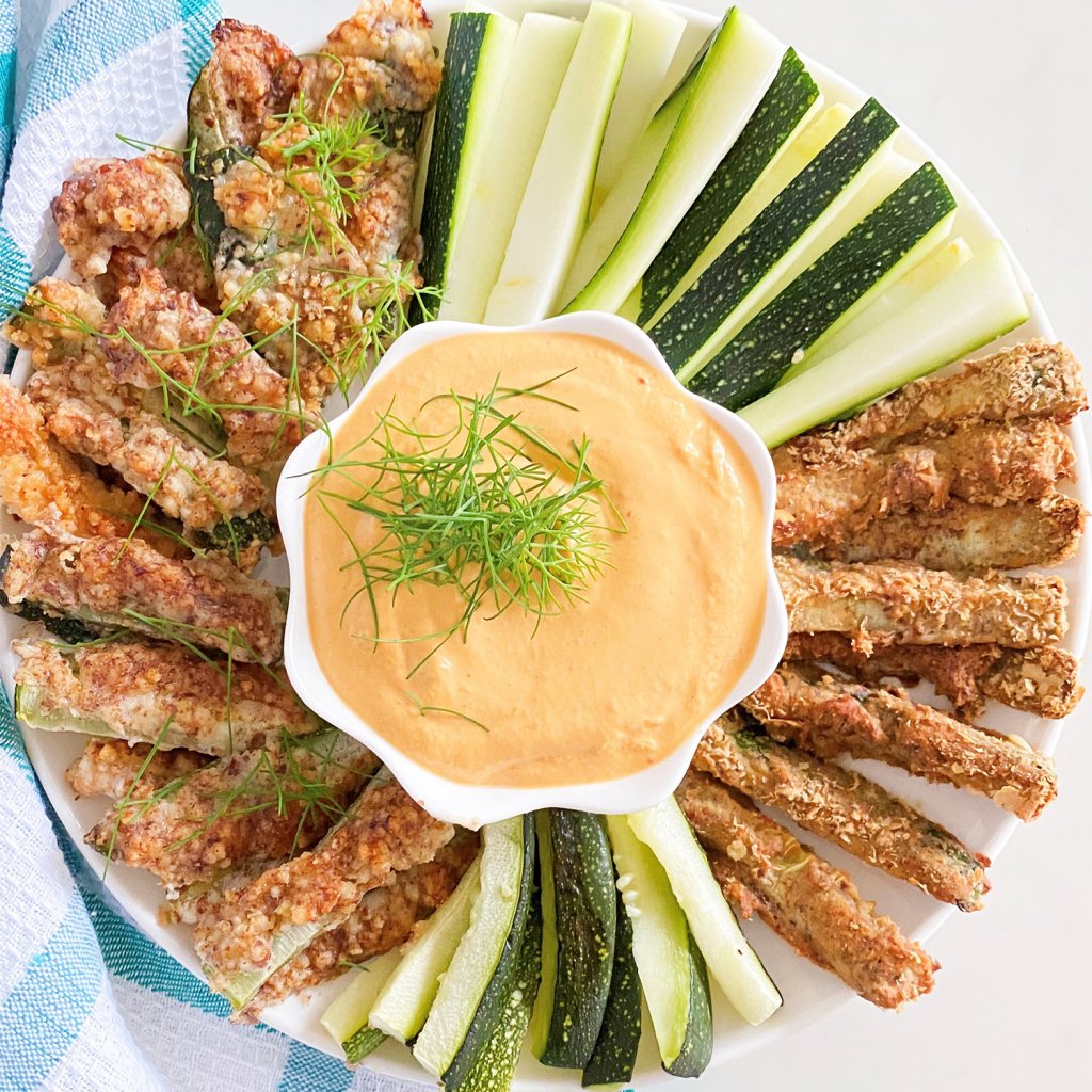 Baked Zucchini Fries with Queso