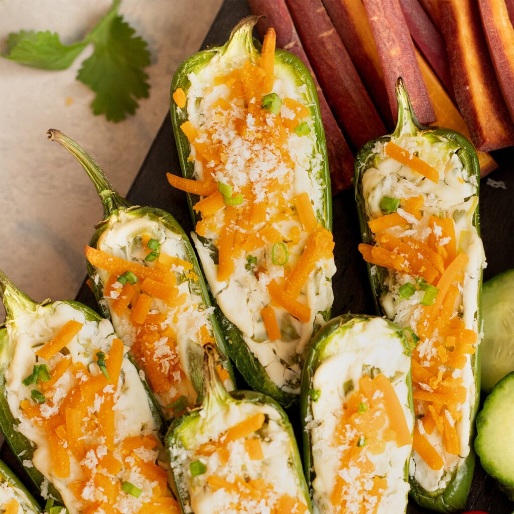 Vegan Jalapeño Poppers with Queso