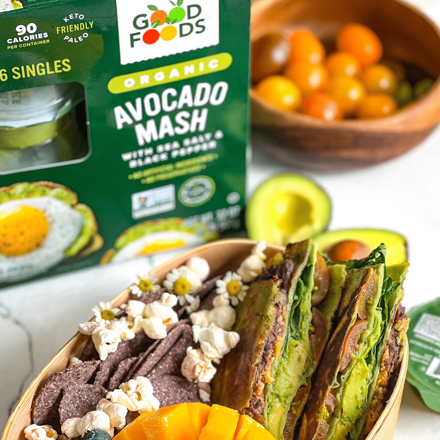 Black Bean and Avocado Mash Tortilla Wrap